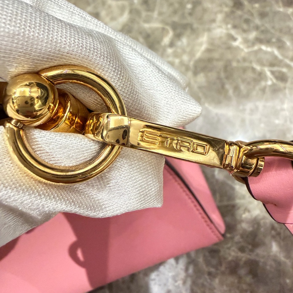 Etro Pink Leather Shoulder Bag with Gold-Tone Trim - Picture 5 of 15